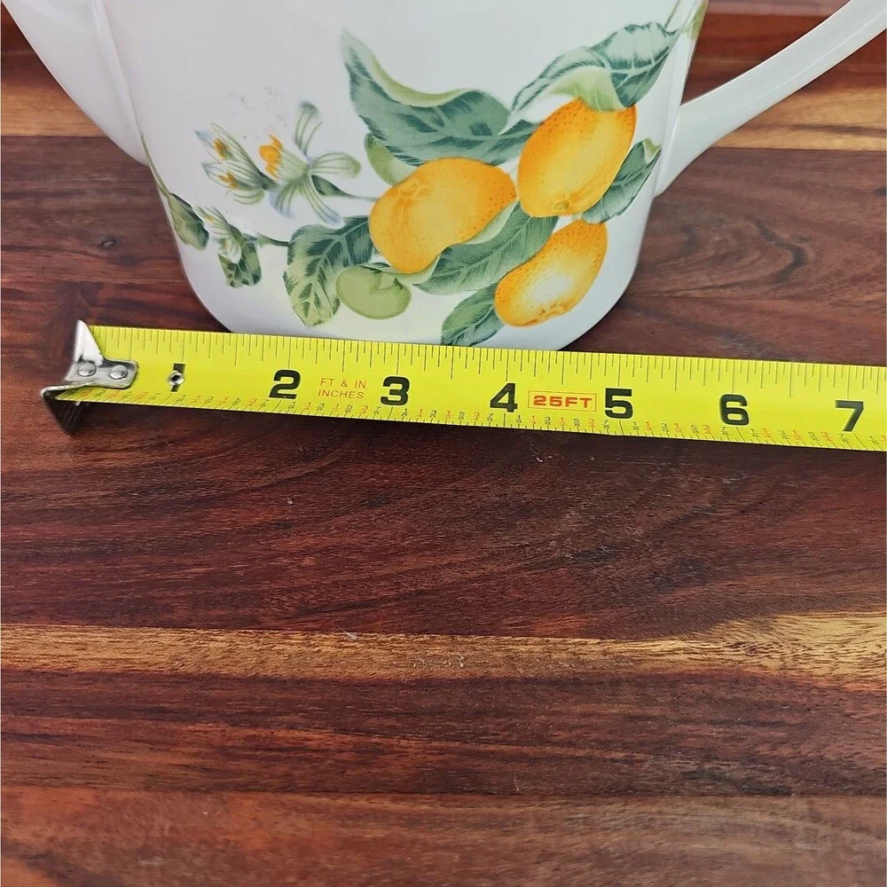 Julie Pople Country Fruit Collection Tea Pot Farmhouse Decor White Yellow Green